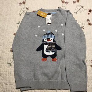 NWT Gymboree Boy's Penguin Themed Gray Sweater, Size 7